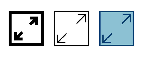 Fullscreen Icon vector isolated on white background. Expand to full screen icon. Fullscreen sign icon. Arrows symbol