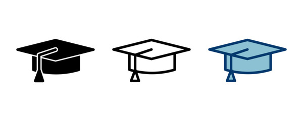 Education icon vector isolated on white background. Graduation cap icon. Graduate. Students cap