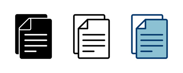 Document icon vector isolated on white background. Paper icon. File Icon
