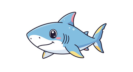 Obraz premium Smiling Cute Shark Cartoon Vector Illustration 