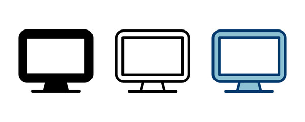 Computer icon vector isolated on white background. PC Icon vector. Computer monitor icon. Flat PC symbol