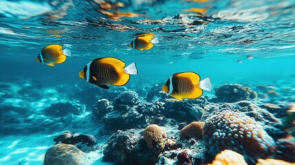 Vibrant Coral Reef: Underwater Paradise with Colorful Fish