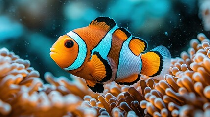 Vibrant Clownfish Portrait: Anemone Home, Underwater Beauty, Marine Life