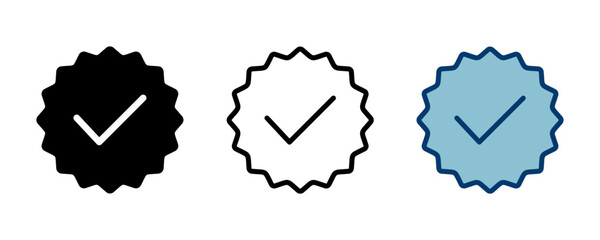 Approved icon vector isolated on white background. Certified Medal Icon vector. check mark