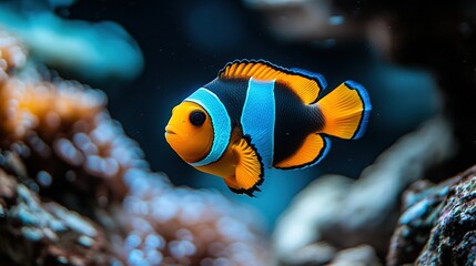 Vibrant Clownfish in Coral Reef Aquarium