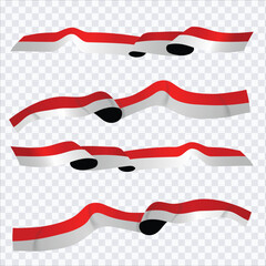 Indonesian Flag Wavy Ribbons Collection. Vector illustration.