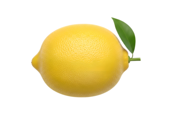 A fresh lemon with leaves.