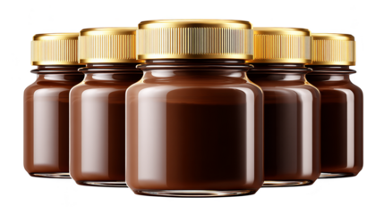Trio of chocolate hazelnut spread jars, a delicious breakfast treat three