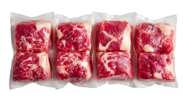 Fresh raw meat packaged in plastic bag for preservation and sale, a visual guide to safe handling storage
