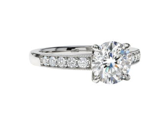 Elegant diamond ring with a center stone and side stones.