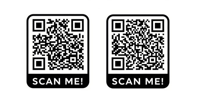 Instantly connect with two clear QR codes prompting action for seamless digital engagement and information access.