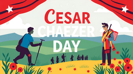 Cesar Chavez Day. Day of service and learning. The official national american holiday, celebrated annually in Uniter States. Vector poster, banner and illustration