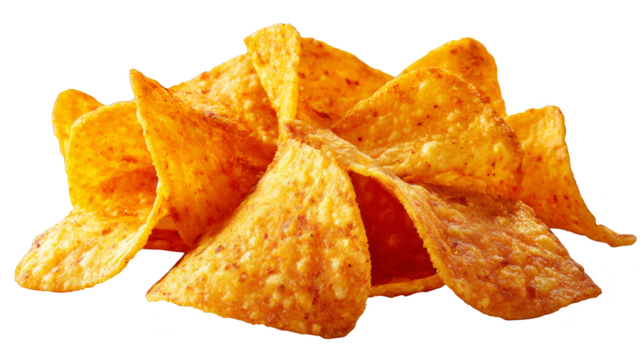 A mountain of tortilla chips, crispy, crunchy, and ready for dipping crispy
