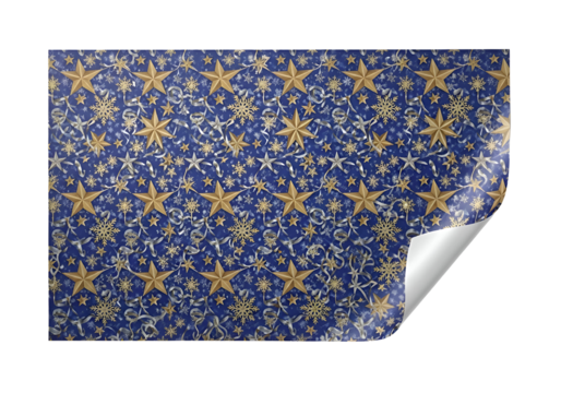 Festive wrapping paper design with gold stars and snowflakes. - Powered by Adobe