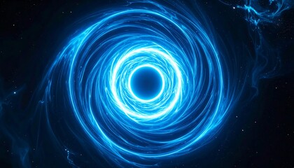 Abstract swirling blue vortex in space