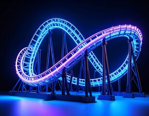 Fototapeta premium Futuristic Neon Roller Coaster