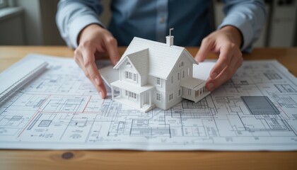 Home Construction: Architect's Model & Blueprint