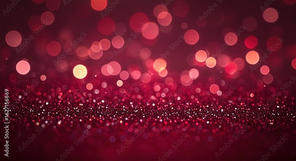 Aufkleber close-up of shimmering red glitter with glowing bokeh light effects creating a festive and vibrant a