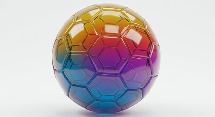 Naklejka premium Digital illustration of a colorful soccer ball with a geometric pattern isolated on white background