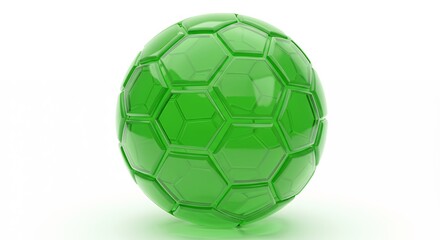 Fototapeta premium Green transparent sphere with hexagonal pattern isolated on a white background