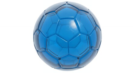 Fototapeta premium Isolated blue soccer ball with geometric panels on white background