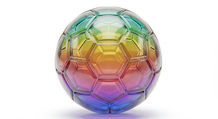 Fototapeta premium Colorful football rendered in rainbow gradient with cellular pattern on white background