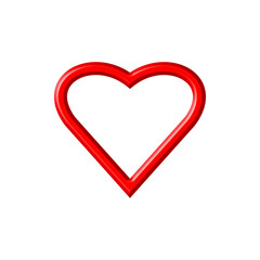 Red Heart Outline Romantic PNG Symbol for Love and Valentine Themes