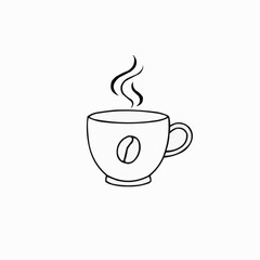 Illustration of a steaming coffee cup representing comfort and energizing concept