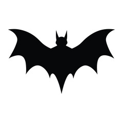 Black silhouette of a bat with outstretched wings on a white background animal