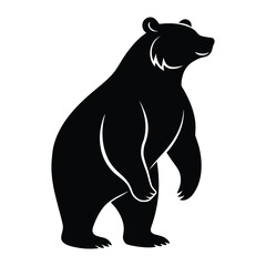 Fototapeta premium Black silhouette of a bear standing on hind legs with white accents animal