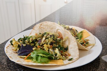 A Plate of Savory Filled Tortilla Wraps