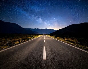 Starry night road through mountains (1)