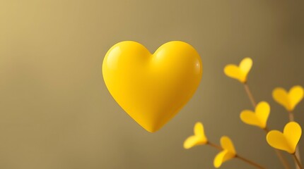Yellow heart on yellow background, valentine's day concept.