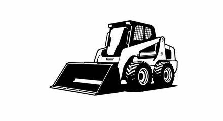 Naklejka premium Monochrome Skid Loader Flat Vector Illustration