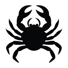 Black silhouette of a crab with claws raised on white background animal