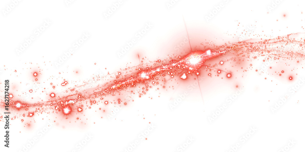 Poster abstract graphic wave of many glitters on transparent or white background. red translucent wave. par