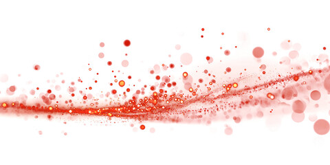 Fototapeta premium Abstract graphic wave of many glitters on transparent or white background. red translucent wave. particles. Design element. bokeh.