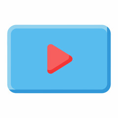 Engaging video play button for modern UI design, vibrant red and blue colors, perfect for multimedia and streaming projects, vector origin