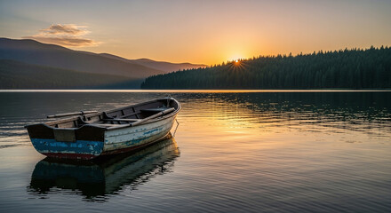 Obraz premium sunset over the river