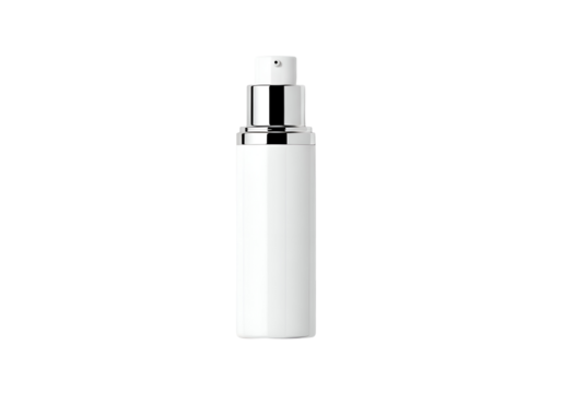 Empty white cosmetic bottle with metallic top. - Powered by Adobe