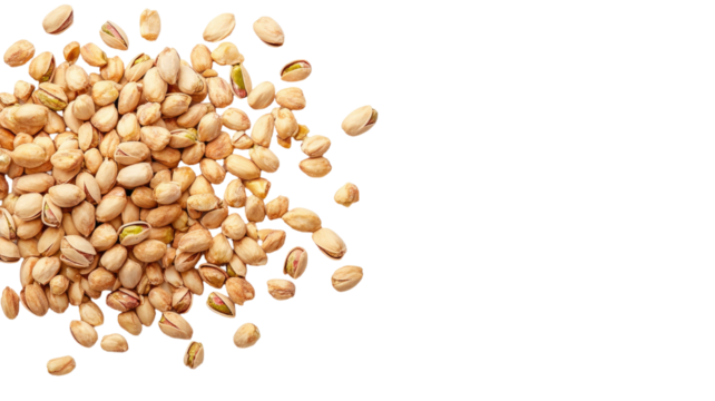 Chopped Pistachios Pile Top View on White Background