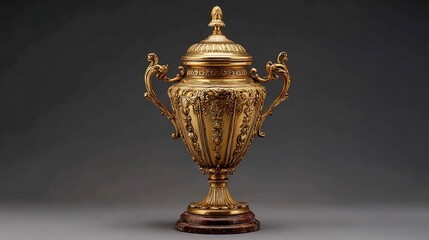 Fototapeta premium Ornate Golden Urn with Lid Antique Decorative Object