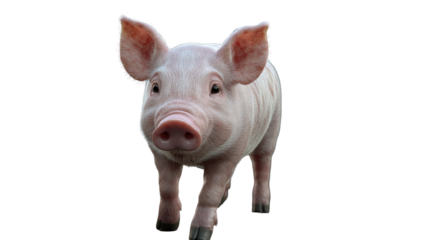 Realistic pink pig 3D illustration on white background