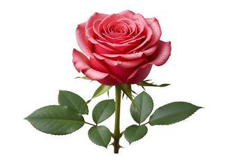 Close-up view of a vibrant pink rose with water droplets.