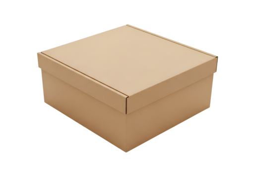 Beige cardboard box on a black background.