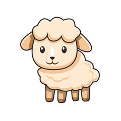 Adorable cartoon sheep with fluffy wool and friendly eyes