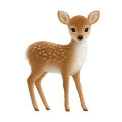 Obraz premium Fawn in the Sunlight: A cute and cuddly fawn with gentle eyes and a soft, spotted coat stands in a sun-drenched meadow, epitomizing the purity and innocence of nature.