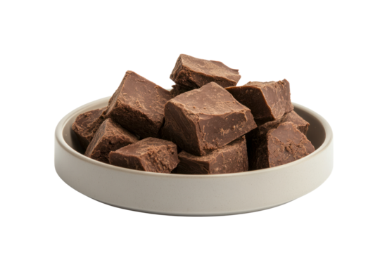 Dark Chocolate Cubes in Bowl: An inviting display of rich dark chocolate cubes, arranged in a simple bowl. The image captures the essence of indulgence.