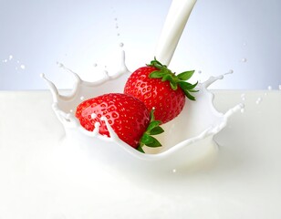Strawberries in milk splash