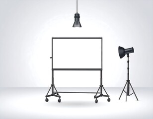 Studio setup with blank backdrop